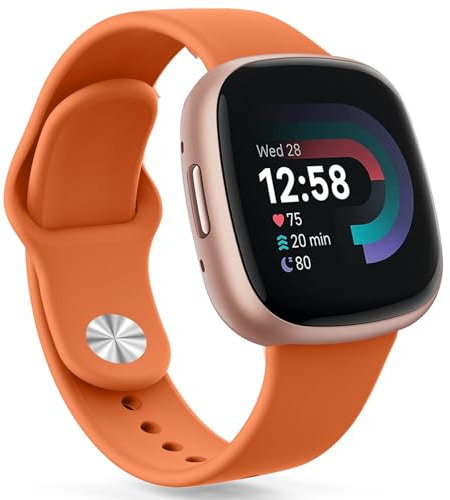 Oumida Silikon Armband für Fitbit Versa 3/4 und Sense/Sense 2 - Sport Ersatz Uhrenarmband für Damen und Herren, Orange