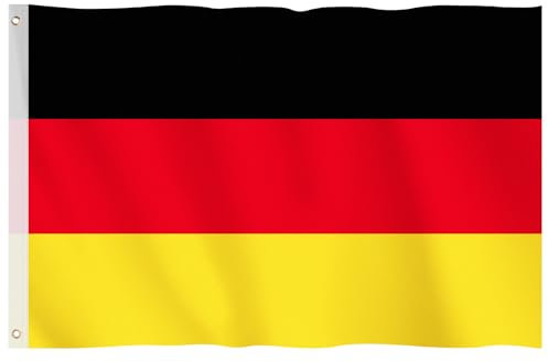 Hianjoo Deutschland Flagge 90X150cm, Deutschland Flaggen, Deutschland Fahne mit 2 Messingösen, Deutsche Flagge, Wetterfeste Deutschland Fahne für Fahnenmast