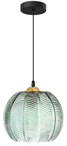 KCO Lighting Modern Large Globe Pendant Light Fixture Nordic Green Glass Pendant Light Black Kitchen Farmhouse Black Kitchen Island Light Vintage Single Green Ceiling Hanging Light