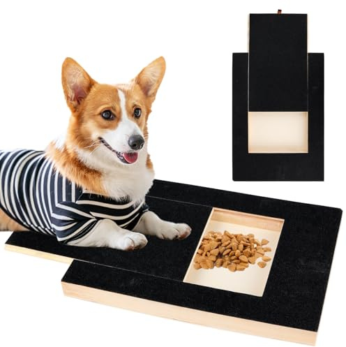 Kratzbrett für Hunde mit Leckerlibox 35x25x3cm, Stressfrei Kratzbrett für Hundekrallen,Sandpapierbrett Scratch Board Dog für Nägel Alternative zu Krallenschleifer für Hunde/Krallenschere für Hunde