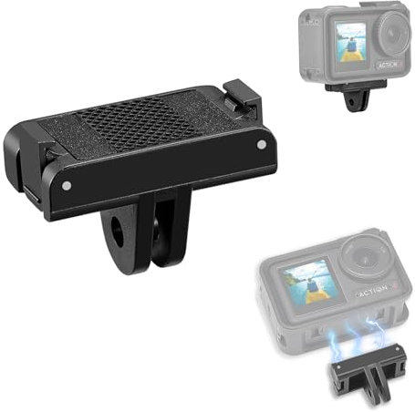 PULUZ Magnetic Adapter Mount for DJI Osmo Action 4/3 Action Cameras,Magnetic Quick Release Two Prong Adapter Base,Attachable Tripod,Selfie Stick,Handle