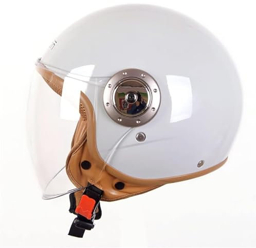 Casque De Moto De Style Vintage Moto Demi Casque Adulte Demi-Casques De Moto avec Visiere Portable Casque Moto Bols Scooter Cruiser Homologué ECE Face Ouverte Casque Moto 2,L:55-60CM