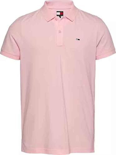Tommy Jeans TJM Slim Placket Polo EXT S/S Polo Homme, Pink (Precious Pink), XL