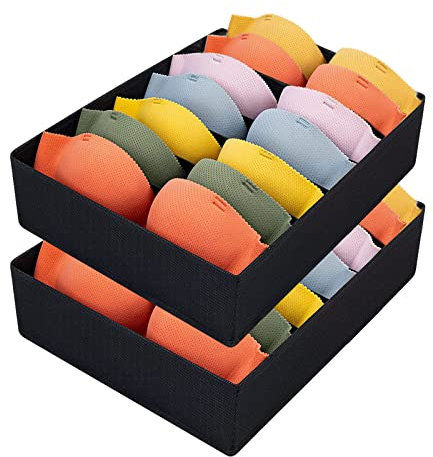 Trendecor 2 Stück Aufbewahrungsboxen 7 Zellen Schublade Bh Organizer, Faltbare Schubladen Unterwäsche Organizer für Unterwäsche zum Aufbewahren von BHS Schublade Divider Home Schlafsaal Kleiderschrank