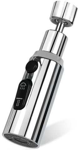 REZZI Aufsatz Schwenkbar Luftsprudler 360 Grad 3 Modi Bubbler Filter Wasserhahn Verlängerung Mit Sprühfunktion 5 Adaptern Wassersparender für Küche/Bad (Silber)