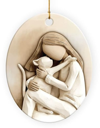 VeryHomy 2026 Katzen-Weihnachtsdekoration, 3D-Relief-Keramik-Ornament für den Weihnachtsbaum, Katzenliebhaber-Geschenke für Frauen, Mädchen, Haustierbesitzer, Urlaubsandenken