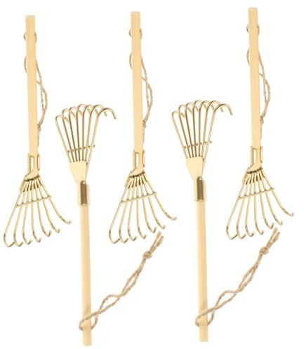 RORPOIR 5 Pièces Râteau à en Fonte Grise Râteau De Jardin Zen Râteau à Lisser Le Sable Décor De Maison Mini Râteau Déco De Jardin Zen Râteau à Creuser pour Bonsaï Mini Décor Bois