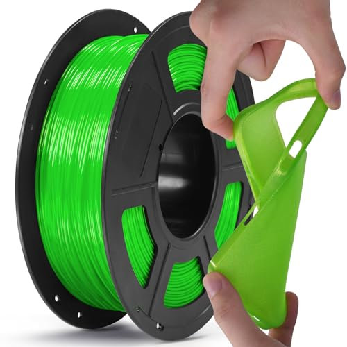 ANYCUBIC TPU Filament 1,75 mm, 95A TPU 3D Drucker Filament, Flexibel und weich, unterstützt Hohe Geschwindigkeit, Intelligente Identifikation, Maßgenauigkeit +/- 0,03, 1KG Transparent Grün