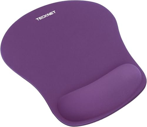 TECKNET Tappetino per mouse con cuscino in gel, impermeabile, ergonomico, comodo, per ufficio, con imbottitura per polsi, per tutti i mouse, computer, laptop, viola