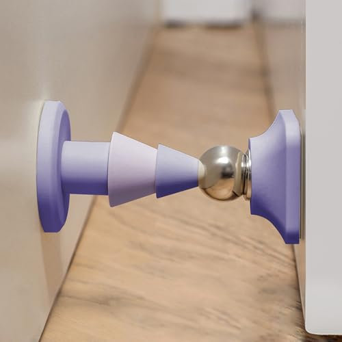 Fermaporta a pavimento, autoadesivo, anti-collisione, in silicone, protezione da parete, fermaporta e aspirazione del pavimento, per diversi tipi di porte, forte porta magnetica della casa (viola)