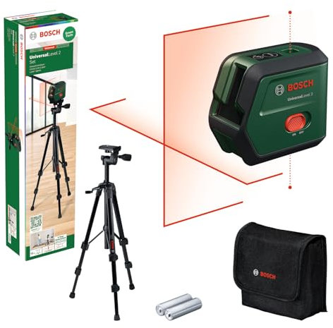 Bosch livella laser multifunzione UniversalLevel 2 con treppiede (linee laser a croce incl. punti a piombo integrati per un allineamento preciso e un facile trasferimento dell'applicazione)