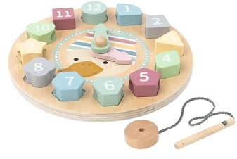 Sterntaler Lernuhr Holz – Fördert Hand-Augen-Koordination und spielerisches Lernen – Aus FSC® 100%-zertifiziertem Holz – Nachhaltiges Baby- und Kleinkindspielzeug