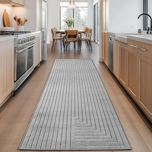 Carpettex Outdoor Teppich wetterfest, Wohnzimmer, Schlafzimmer, Garten, Balkon, Kurzflor Grau, Hoch-Tief-Effekt, weich & waschbar, pflegeleicht, 80x150 cm