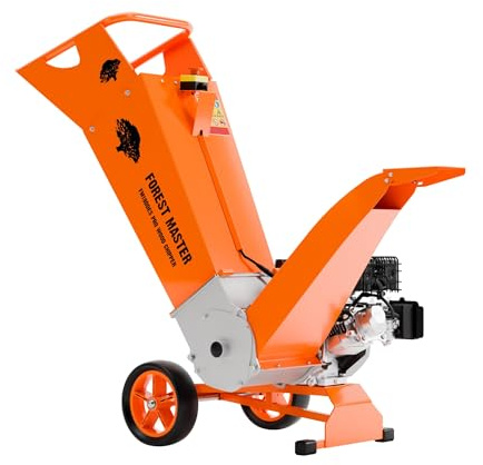 Forest Master FM18DDES - Cippatrice per legno con kit di accessori per tritacarne - Motore a benzina LCT 18HP 478cc, avviamento elettrico, trucioli fino a 125 mm (5), lame reversibili, azionamento