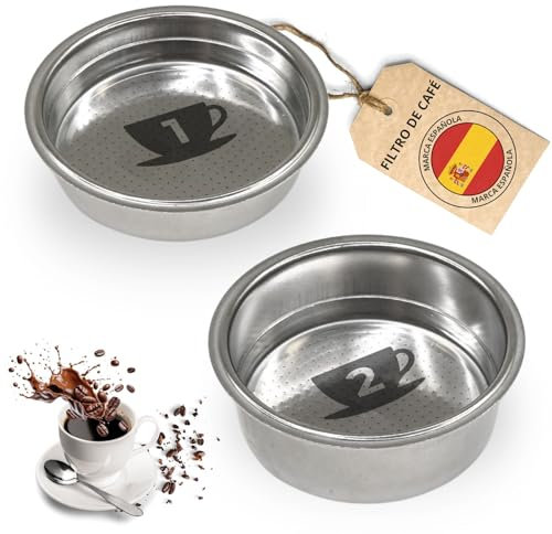 PROAX® Filtro Cafetera Cecotec 51mm Presurizado | Compatible con Cafeteras Cecotec, Delonghi, Ufesa y Breville | Set de 2 o 3 Cazoletas | Repuesto Power Espresso 20 (Set 2 Filtros (1 y 2 Tazas))