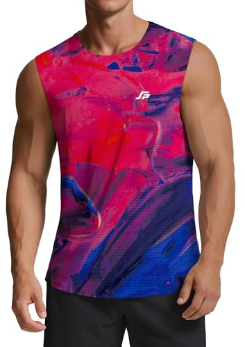 ANGEL CITIZ Men's Running Tank Top Gym Sleeveless T-Shirts Ultra Lightweight Marathon Singlet Training Vest UPF 50+ Red