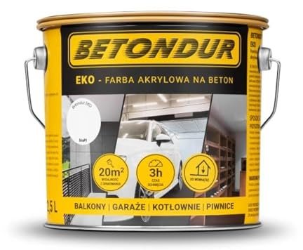 Betondur Betonfarbe für Innen & Außen – Acryl-Schutzbeschichtung – witterungsbeständig, abriebfest & staubbindend – für Keller, Garage & Sockel EKO – 2,5L – Weiß