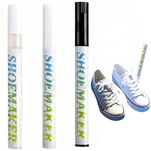 3 PCS Shoe Repair Pen Set, White Shoe Polish Black Shoe Polish Kit Sneaker Cleaner Suede Eraser Stain Remover Pen White Trainer Cleaner Black Fabric Pens For Shoes, for Soccer Golf Tennis Boots
