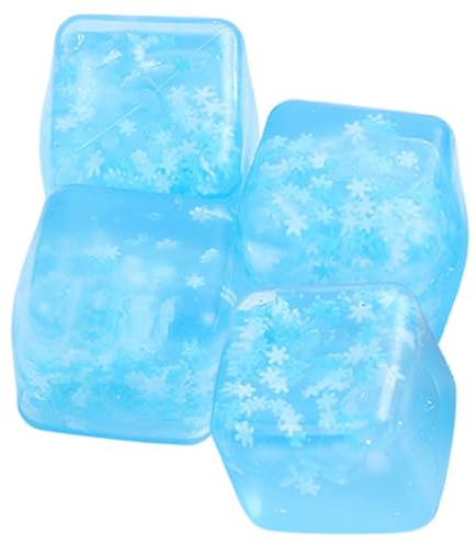 4 Stück Stresswürfel, 5, 1 x 5, 1 x, cm, Blaue Schneeflocken, Quetschspielzeug, Würfel zum Stressabbau, sensorisches Quetschspielzeug für Kinder und Erwachsene
