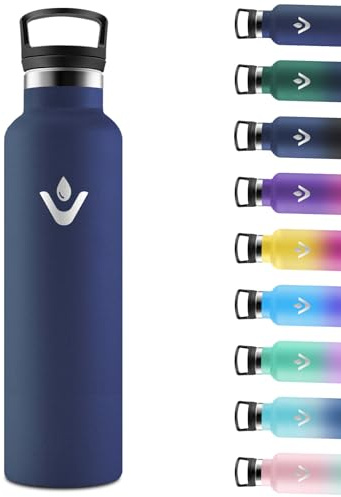 Motswedi Botella agua Termica, 1000ml Doble Aislamiento, Botella Termica 1 litro, Mantener 12H Caliente/24 Frío, Cantimplora, a Prueba de Fugas, Thermoflask, para Viaje, Exterior, Azul Oscuro