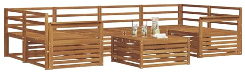 vidaXL Outdoor-Sofagarnitur 7 pcs Natur, Gartenmöbel, modernes Outdoor-Sofa, strapazierfähiges Set, Terrassen-Lounge und Sitzgruppe