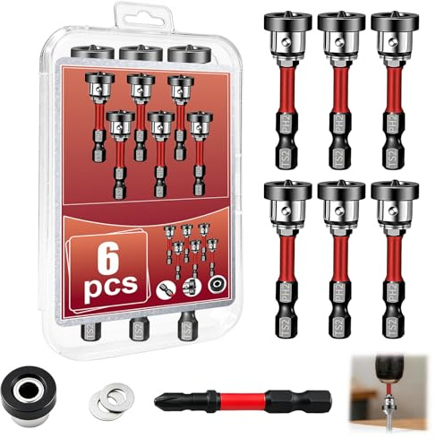 6PCS Magnetic Screwdriver Bits, PH2 Impact 1/4 Inch Hex Shank Electric Screw Driver Bits Set, Drywall Bit for Plasterboard