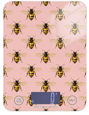 Digitale Küchenwaage mit Bienenwaben, wasserdicht, 5 kg, 5 g, Küchenwaage mit 4 Einheiten für Keto, Keto, Báscula Para, Pesar Personas, Hellrosa