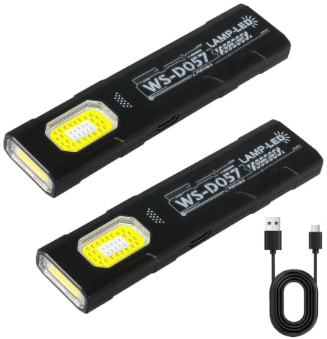 2 Pack Mini LED Torch with USB-C Charging for Repair Camping & Emergency | 550LM 5 Lighting Mode Slim EDC Torch Pocket Flashlight Work Light with Magnetic Base & Clip, Lightweight Portable LED Torch