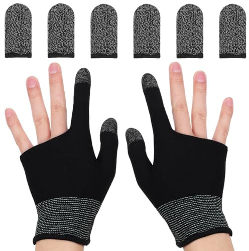 RORPOIR Black Nylon Graphene Gaming Finger Sleeves with Elastic Cuff | Precision Touch Control, Enhanced Agility, for Mobile Gaming and Browsing