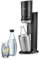 SodaStream Crystal 2.0, avec bouteille en verre allant au lave-vaisselle pour votre eau gazéifiée avec 1 cylindre et 1 carafe en verre 0,6l Couleur: Arroseur à eau potable Titan, acier brossé, 130 cm