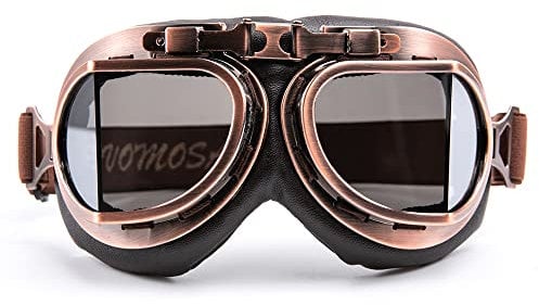 evomosa Motorradbrillen Vintage Cruiser Scooter Goggle Outdoor-Sandbrille Bike Racer Cruiser Touring Brillen (Copper, Silver)