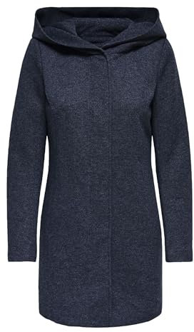 ONLY Damen Wollmantel Mantel 15142911, Gr. 34 (Herstellergröße: XS), Blau (Night Sky Detail:Melange)