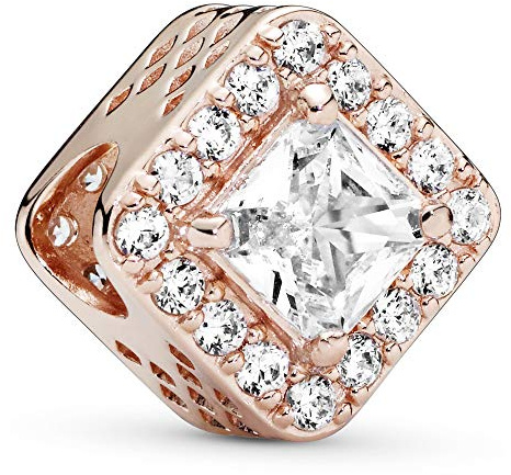 PANDORA Quadratischer funkelnder Strahlenkranz Charm mit Cubic Zirkonia in 14 Karat rosévergoldeter Metalllegierung Timeless Collection