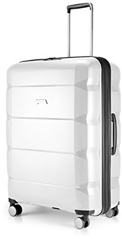 HAUPTSTADTKOFFER - Britz - Hartschalen-Koffer Koffer Trolley Rollkoffer Reisekoffer Erweiterbar, 4 Rollen, TSA, 77 cm, 115 Liter, Weiß