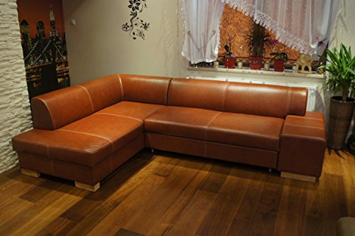 Quattro Meble Echtleder Ecksofa London 275 x 185 Sofa Couch mit Bettfunktion und Bettkasten Echt Leder Eck Couch