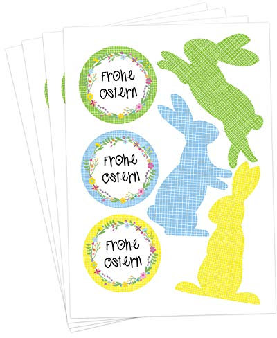 Papierdrachen 24 Oster Aufkleber zum Basteln und Dekorieren - Motiv bunte Osterhasen & Frohe Ostern - Sticker Nr 2 - Ostern 2023
