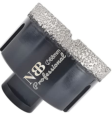 NBB Punta a tazza diamantata con M14, per foratura professionale a secco o ad umido su porcellana dura, ceramica, piastrelle, granito, marmo, veloce, durevole, per smerigliatrice angolare (Dia.68mm)