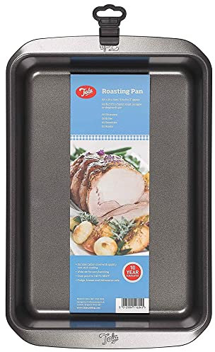 Tala Large Roaster Pan - Non-Stick Roasting Tray with Wide Flat Handles - Even Heat Distribution Roasting Tin & Deep Baking Tray - Bakeware Essential - 38.3 x 25.3 x 5.26