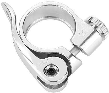 Abrazadera tija Sillín, Pinza Bicicleta Perno Aleación Aluminio, Engranaje fijo para Bici montaña (Plata) Abrazadera Sillin Bicicleta 25Mm