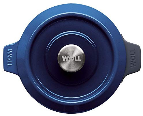 Woll Iron Gusstopf mit Deckel, 20 cm, 11 cm hoch, 2,8 Liter inkl. Silikon-Schutzgriffe Cobalt Blue