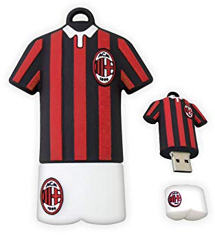 Chiavetta USB Milan | PenDrive USB 2.0 32 GB | Design unico calcio | Portachiavi integrato | Compatibilità Universale | Prodotto ufficiale Inter | Lettura 13-15 MB/s, Scrittura 6-8 MB/s, Nero