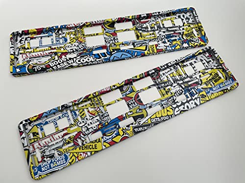 2 Intense Hydrografik Comic Sticker bunt Kennzeichenhalter Nummernschildhalter Stickerbomb