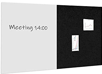Vivol Whiteboard und Pinnwand - 1 Whiteboard und 1 Akustikplatte - 5 Farben (Schwarz, 100x200)