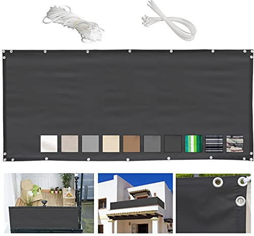 Sichtschutz balkon 150x2000cm balkonabdeckung seite balkon sichtschutz rattan balkonabdeckung sichtschutz bambus balkonverkleidung innen balcony cover sichtschutz UV-schutz für balkon-Dunkelgrau