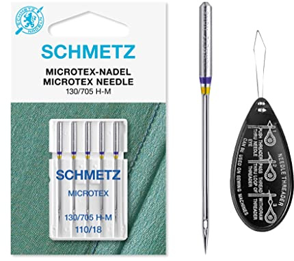 Microtex (Sharp) Nähmaschinennadeln, Größe 110/18, inkl. großem Nadeleinfädler