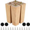 CtopoGo Lot de 4 Pieds de Meuble carrés en Bois Massif avec boulons pré-percés, vis et Coussinets en Caoutchouc. (8/ 20cm, Naturel)