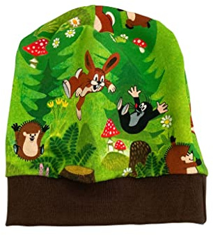 Beanie Mütze kleiner Maulwurf im Wald dunkelgrün, auch gefüttert