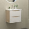 HAPAOSO Waschtisch mit Unterschrank 50 cm Breit Weiss + Holzfarbe Badmöbel Set Hängend 2 Soft-Close Schubladen MDF-Platte