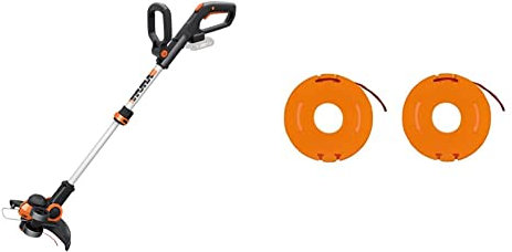WORX WG163E.9 18V (20V Max) Cordless Grass Trimmer, Strimmers, Line Strimmer Edge Cutter (Tool only – battery & charger sold separately) and WA0004 Replacement Spool and Line for Grass Trimmers Orange