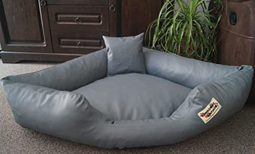 Hundebett Eckbett Hundesofa Schlafplatz Kunstleder Canto (130 cm X 130 cm, grau)